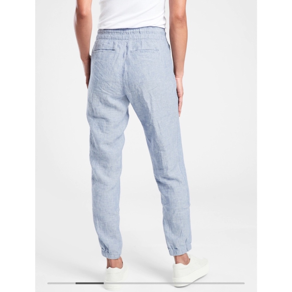 NWT ATHLETA Cabo Linen Joggers Chambray Blue - Picture 4 of 6